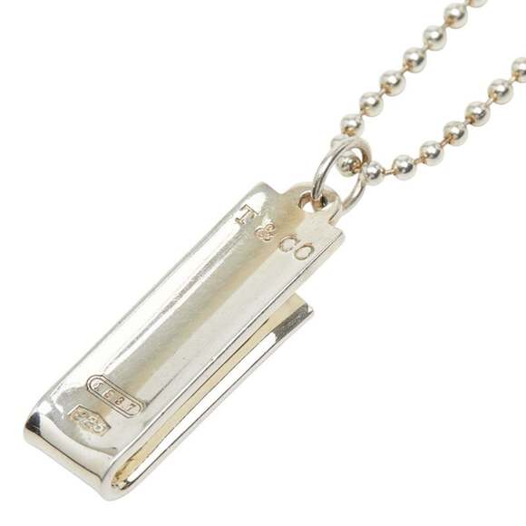 Tiffany & Co. 1837 Bar Pendant Long Necklace with Ball Chain 925 Sterling Si...